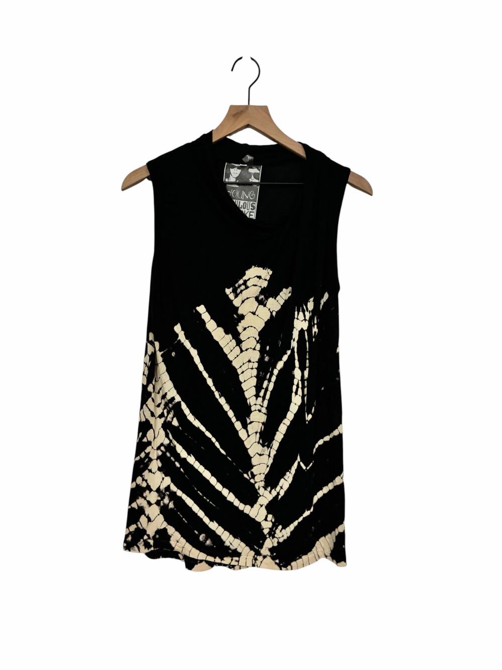 Young Fabulous and Broke Black White Tie-Dye Tank Size Small Boho Grunge